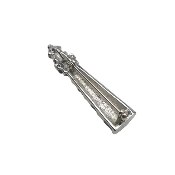 Navy Blue White Red Enamel Lighthouse Brooch Pin Silver Tone Vintage P.S. CO - Picture 2 of 4